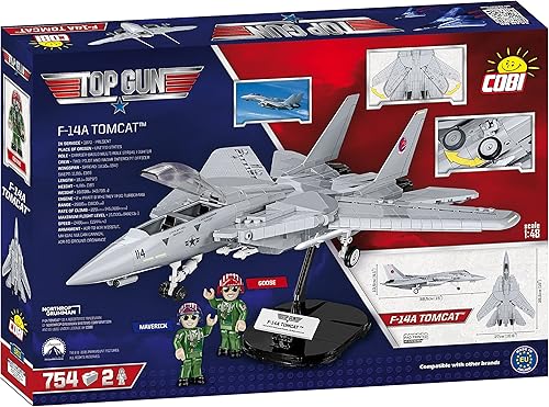 Miniatura 9 de COBI Top Gun F-14A Tomcat Fighter Plane - Juego de construcción a escala 1:48 de 754 piezas con figuras de Maverick y Goose
