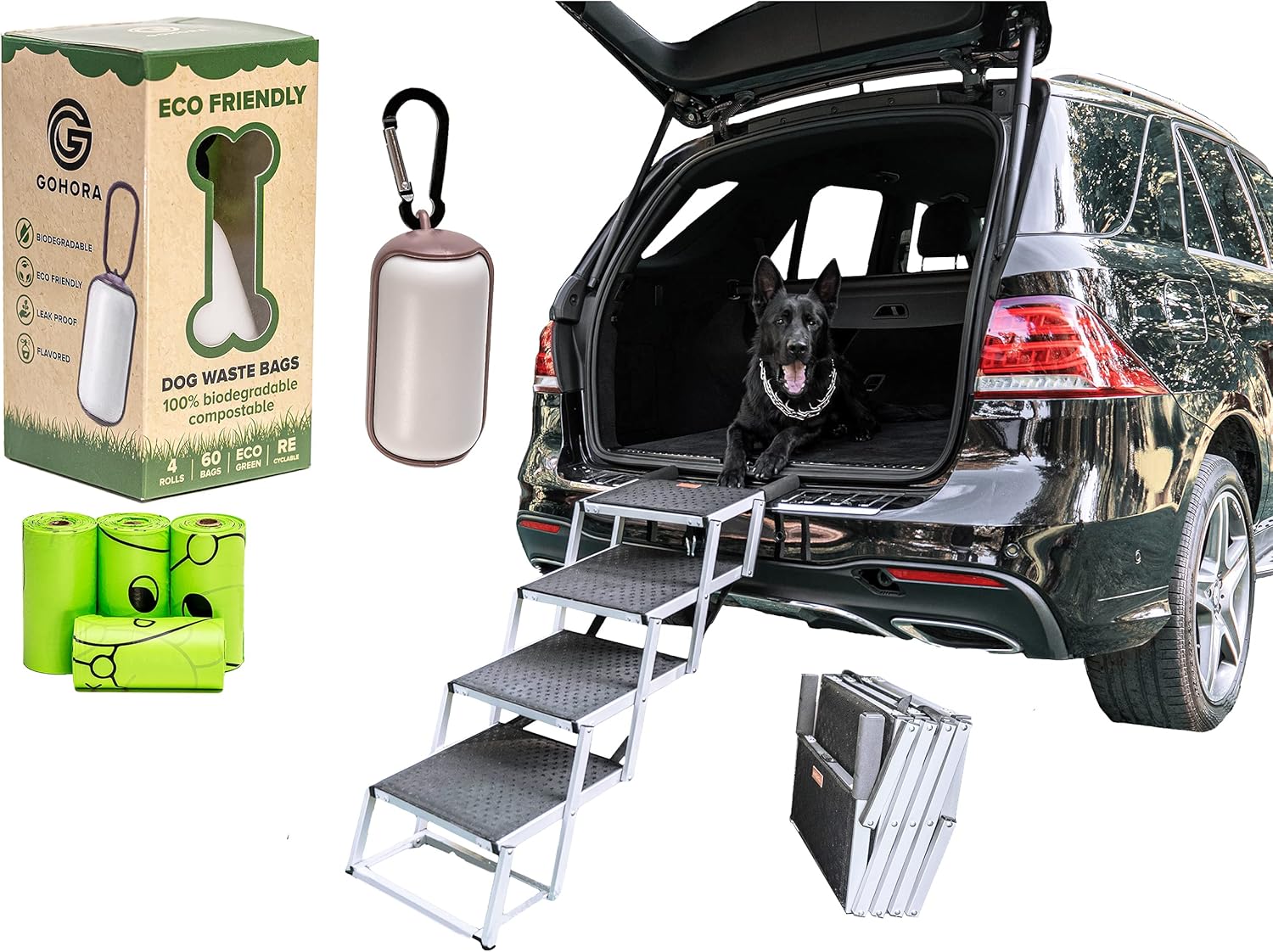 GOHORA Portable Dog Steps for Cars and SUV High Pet Ramp