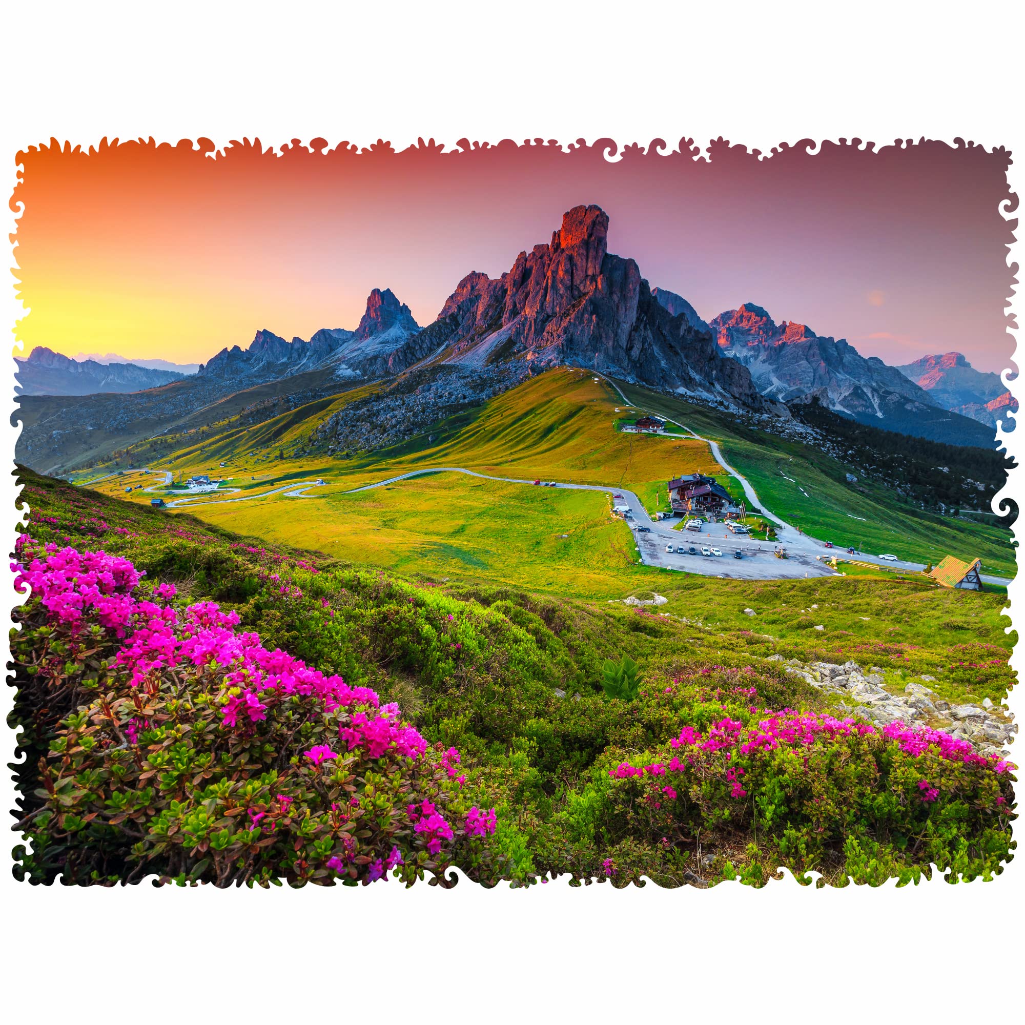 UNIDRAGONOriginal Wooden Jigsaw Puzzles - Nature Mountain, 500 pcs, King Size 16.9"x11.8", Beautiful Gift Package, Unique Shape Best Gift for Adults and Kids