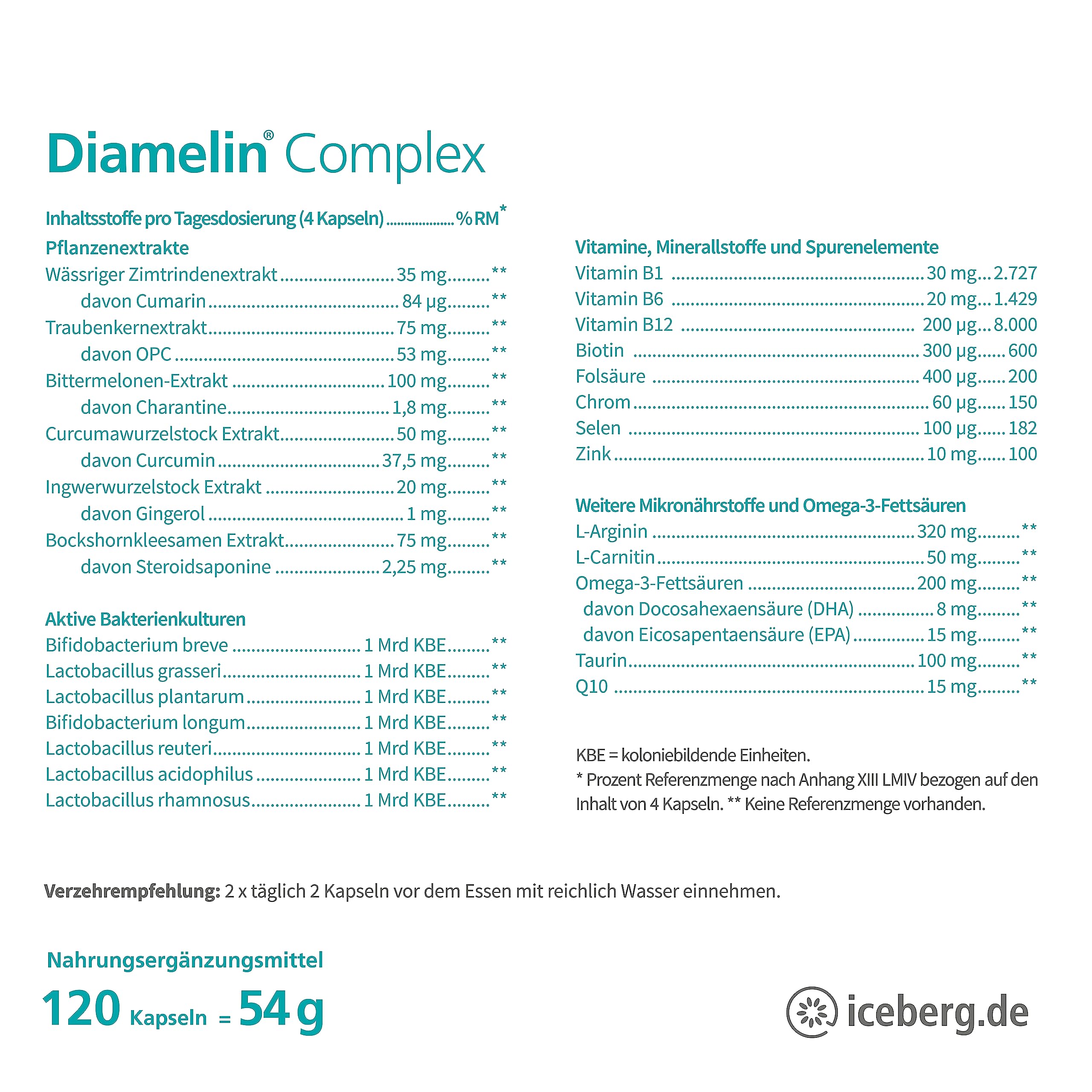 Diamelin Complex – Blutzucker-Formel mit 26 Mikronährstoffen | 3-Säulen-Nahrungsergänzung mit Mikronährstoffen, Pflanzenextrakten & Darmkulturen – Chrom trägt zu normalem Blutzucker bei.