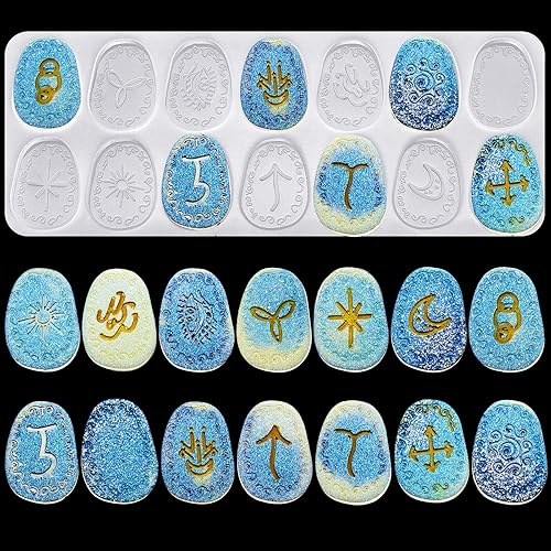 Patelai Rune Resin Letter Molds Witch Rune Silicone Mold Energy Symbol Silicone Mold DIY Resin Craft for Halloween Party DIY Charm Pendant Crafts