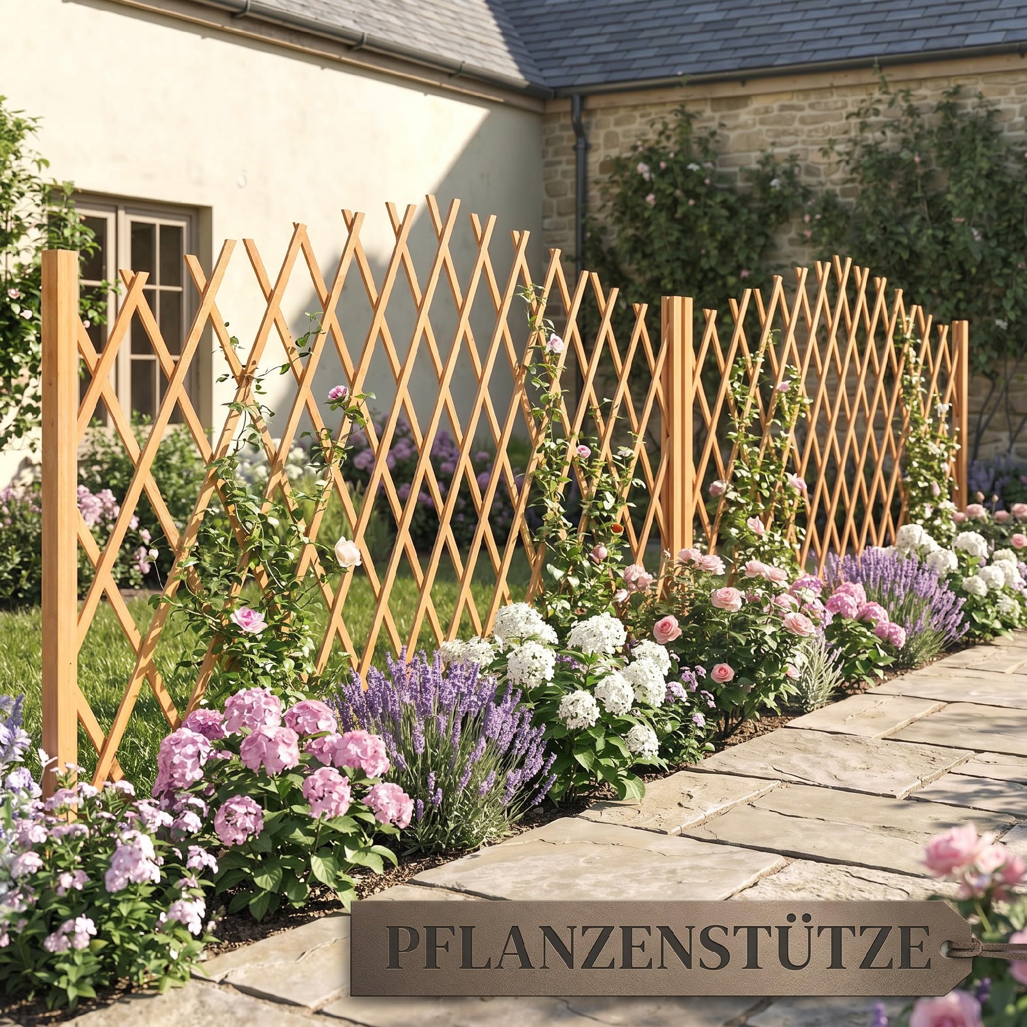 Outsunny Absperrgitter 2er-Set Ausziehbar Holz 180 x 30 x 103 cm Braun | Scherengitter, Freistehende Scherensperre mit Standfüßen, Schutzgitter für Terrasse, Garten, Balkon, Flexible Absperrung