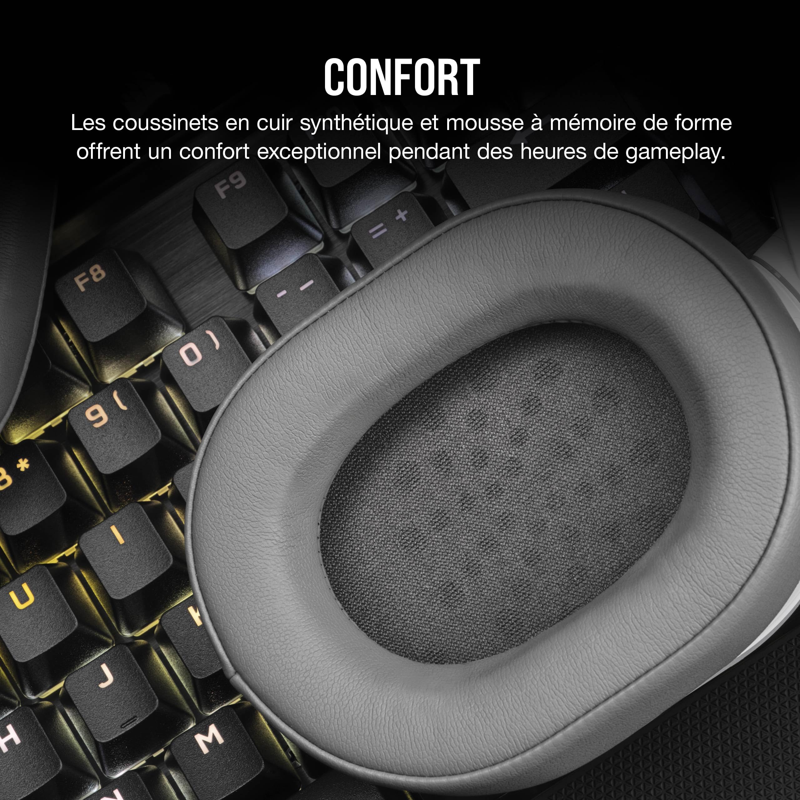 CORSAIR HS55 STEREO Casque Gaming Filaire Léger – Microphone omnidirectionnel, Haut-Parleurs en Néodyme, Compatible iCUE – PC, Mac, Xbox, Nintendo Switch, Mobile – Blanc - 5