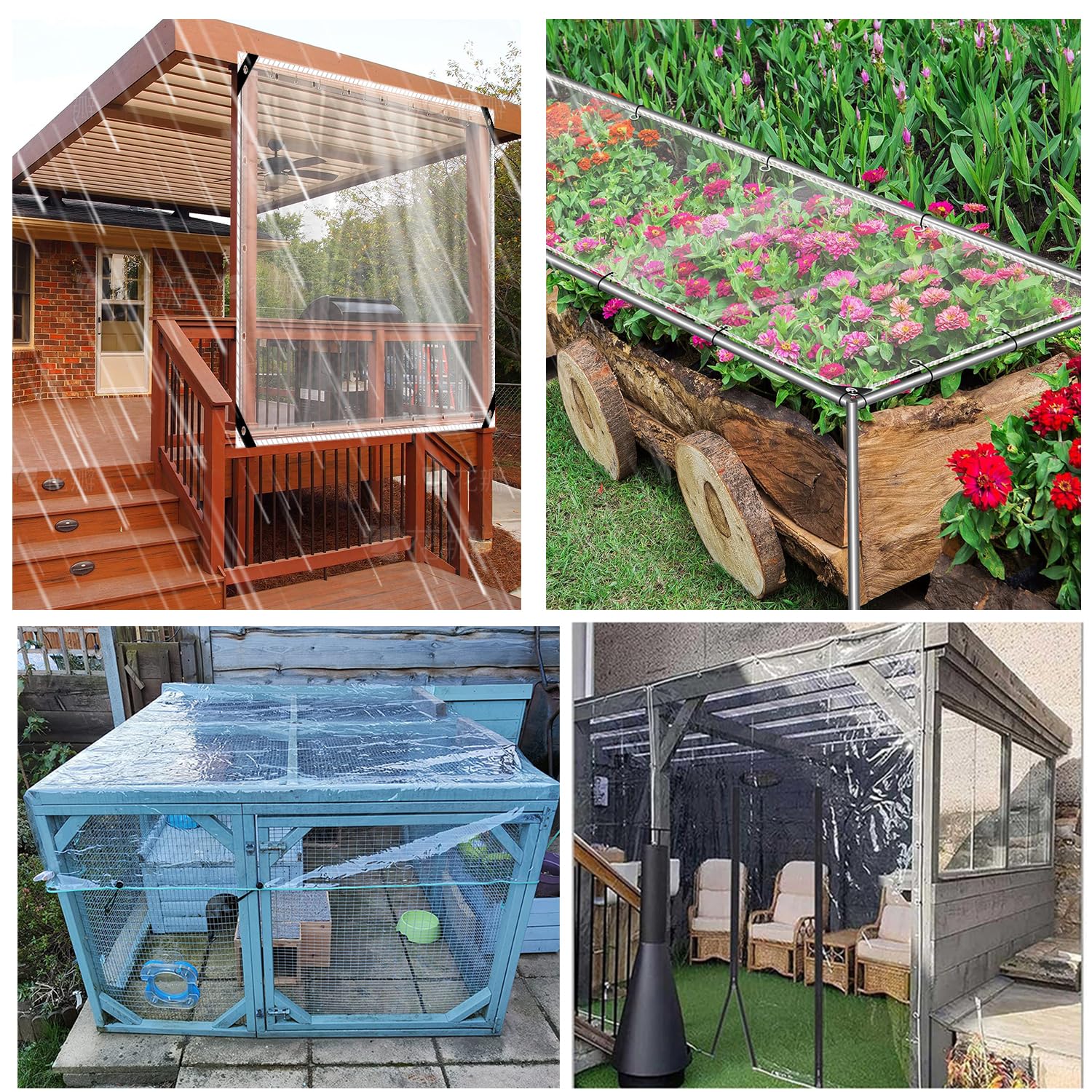 Bâche Transparente avec Oeillet,400 g/m² Lourd Bâche de Protection 0.35mm,2x2.5m Panneaux Latéraux Imperméable pour Couverture Meubles de Jardin,Pergola,Cabanon,Porche,Bassin