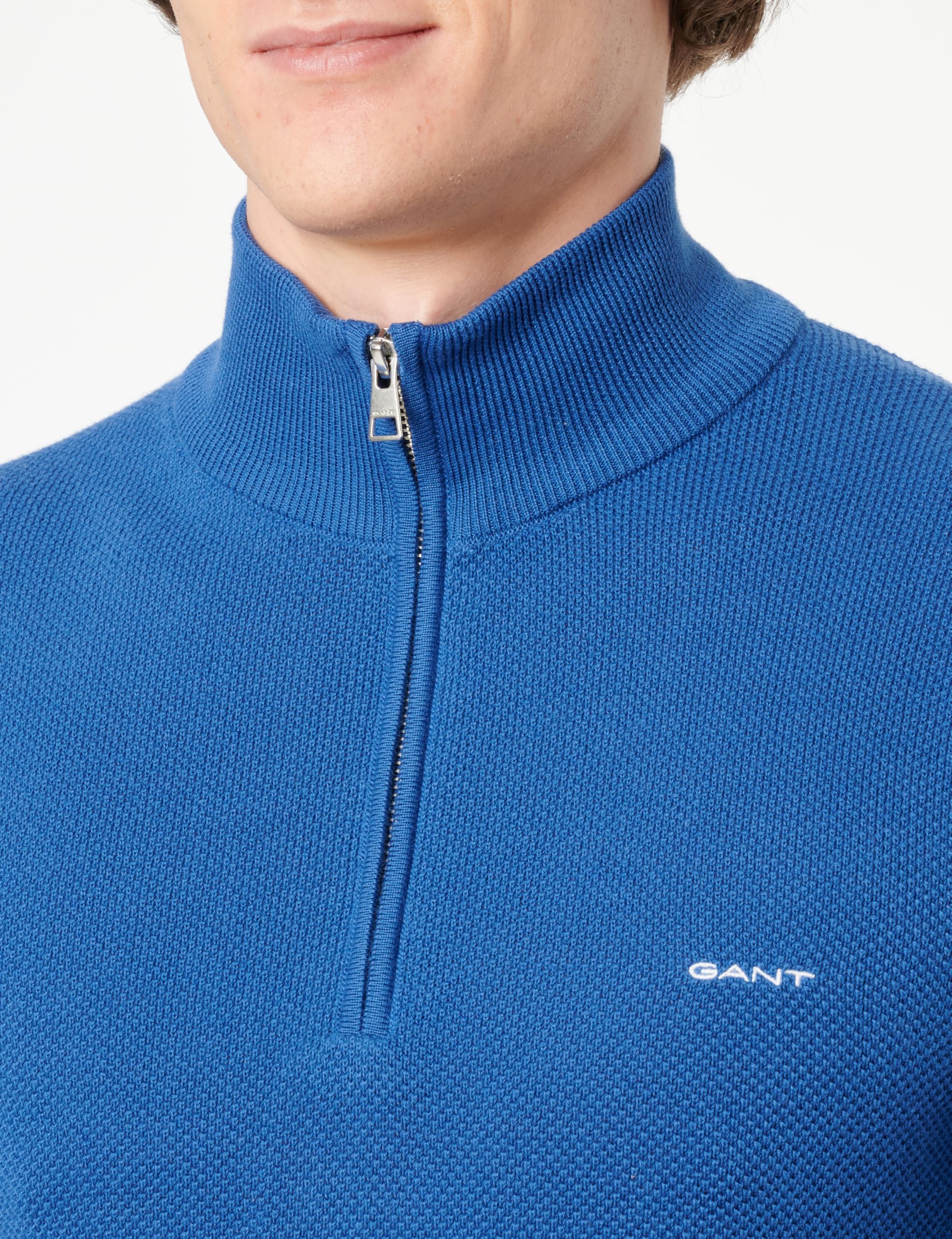 GANT Mens Cotton Pique Half Zip Sweater