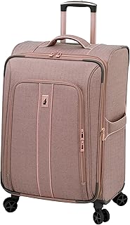 Newcastle Softside Expandable Spinner Luggage, Rose Charcoal Herringbone, Checked-Medium 24-Inch