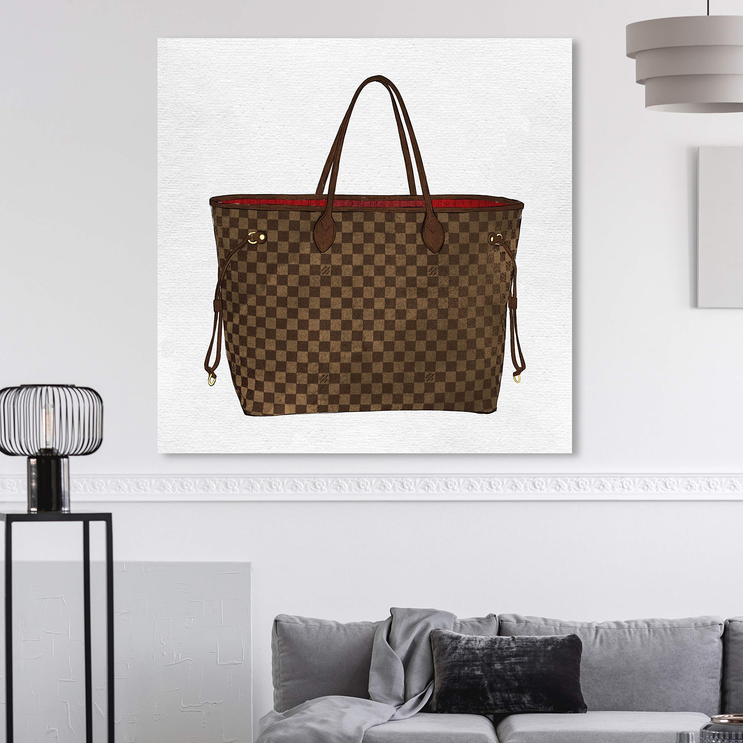 The Oliver Gal Artist Co. Fashion and Glam Wall Art Canvas Prints 'Royal Handbag Chocolate' Home Décor, 36 in x 36 in, Brown, White