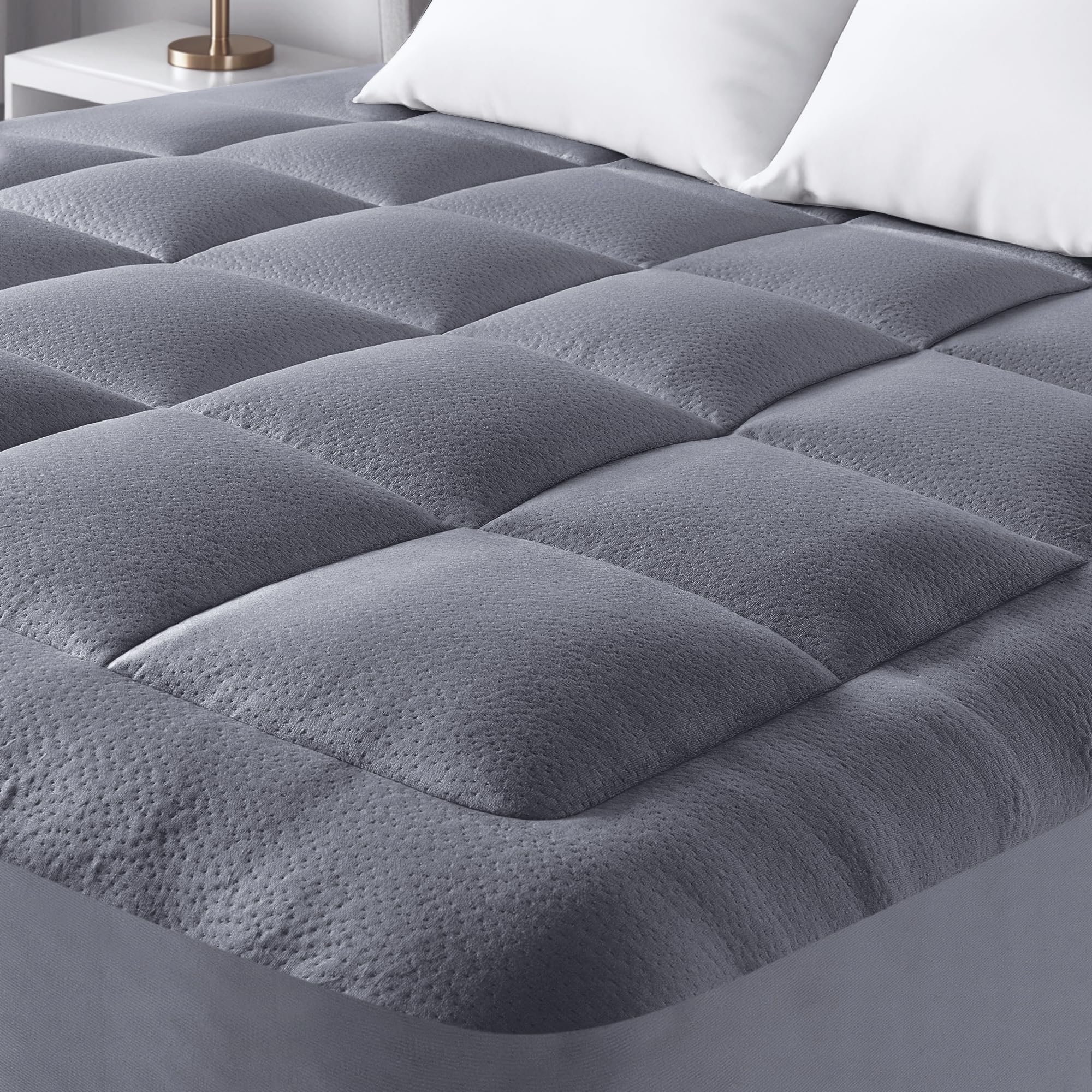 Viscose Made from Bamboo Twin Extra Long XL Mattress Topper - Thick Cooling Breathable Pillow Top Mattress Pad for Back Pain Relief - Deep Pocket Topper Fits 8-20 Inches (39x80 Inches, Grey)