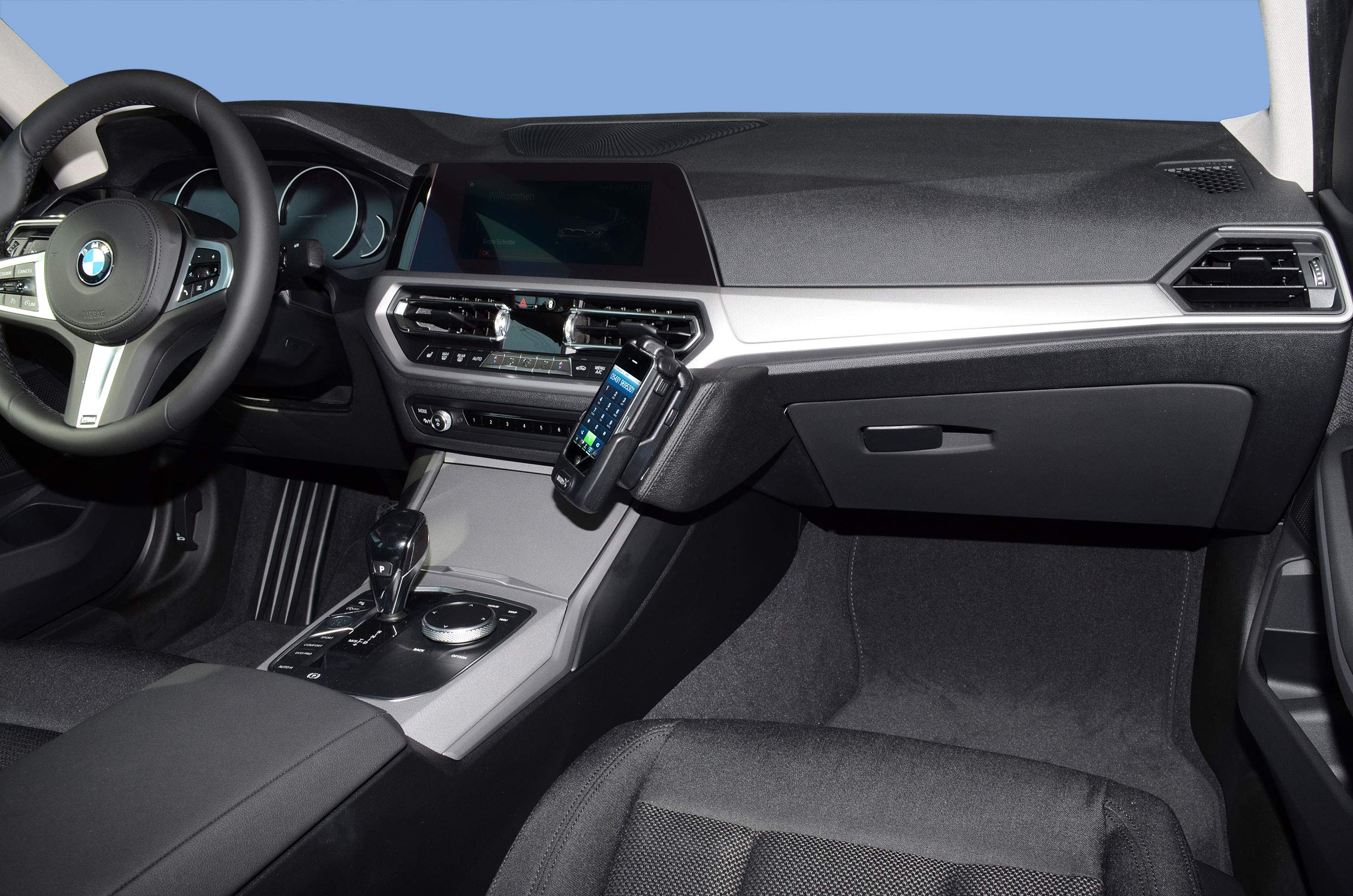 KUDA Uchwyt na telefon komórkowy pasujący do BMW serii 3 od 2019 i ab2022 G20 / BMW i4 - konsola telefonu do smartfonów, telefonów komórkowych, nawigacji i innych – konsola ze sztucznej skóry, czarna,