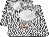 Vista 10 de Estera de secado de platos para cocina, paquete de 2, esteras de drenaje de platos de microfibra ultra absorbente de Subekyu, 19.2 por 15.8 pulgadas