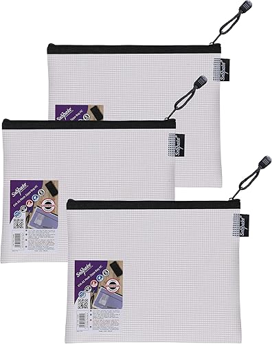 Snopake Bolsa de malla EVA Zippa A5 Negro - Pack de 3