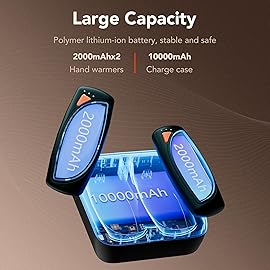Hand Warmers Rechargeable 2 Packs, Double Sided Heating with AI Charging Case, 14000mAh Electric Hand Warmer Ultra Long Battery Life, Portable Heater Gifts for Christmas,Camping,Hunting