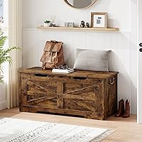 Vista 21 de IDEALHOUSE Cofre de almacenamiento, baúl de juguetes de 39.4 pulgadas para niños y niñas, caja de juguetes grande de madera para niños, banco