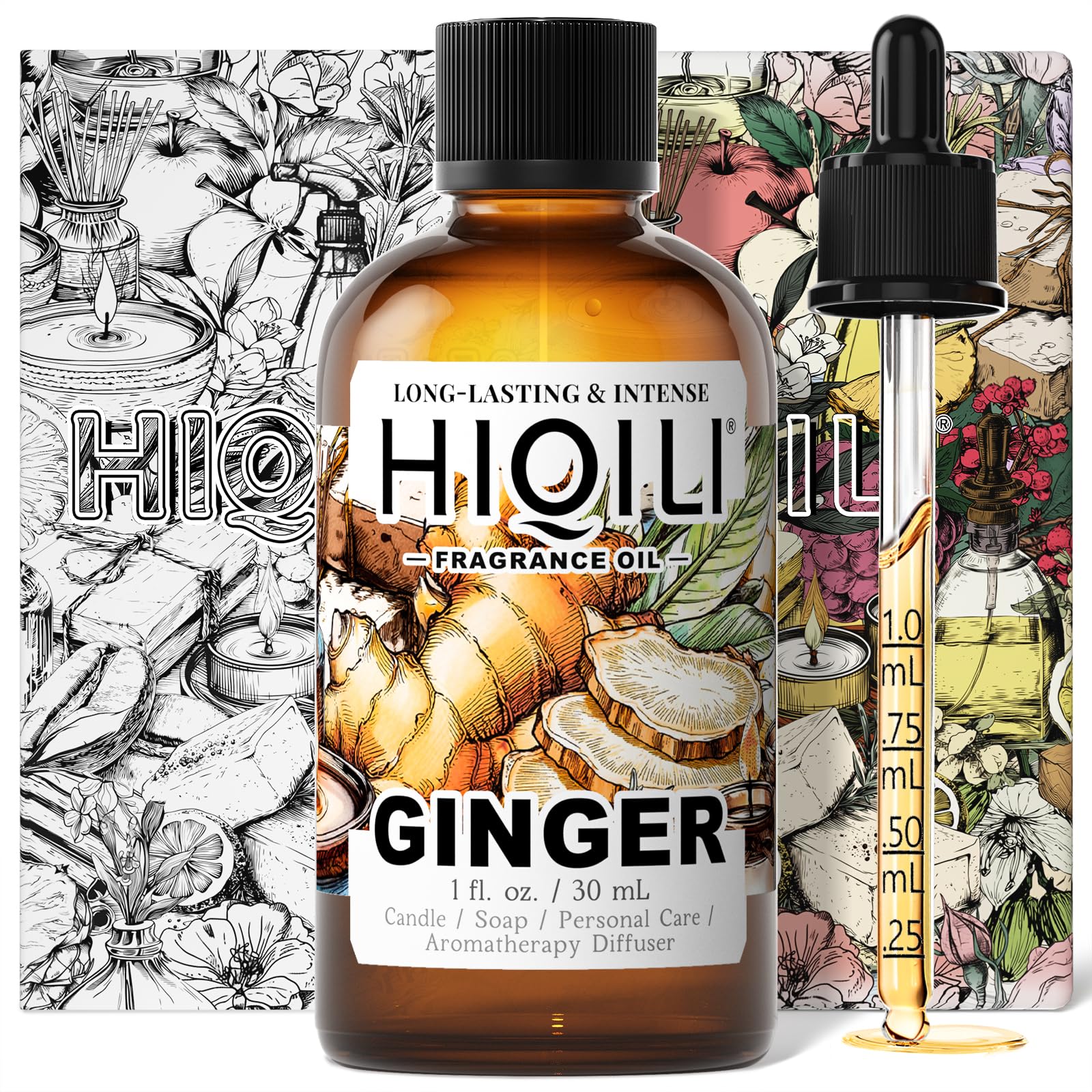 HIQILI Ginger Fragrance Oil for Diffusers, Add to Skin &amp; Hair Care Products