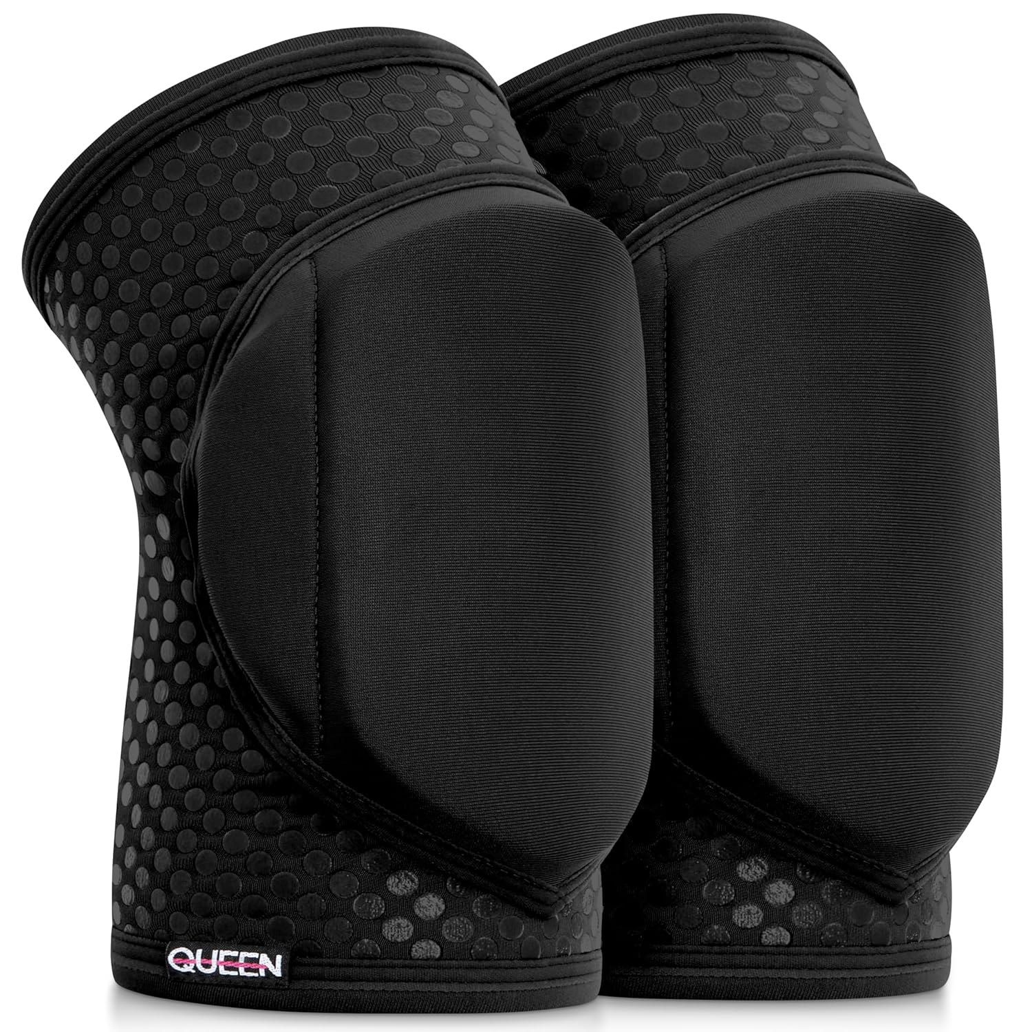 Queen Wear – Sleek Black Grip – Pole Dance Knee Pads – Perfect Woman Protection for Pylon Ballet Modern Dance (L)