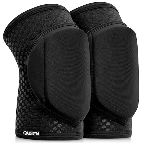 Queen Wear – Sleek Black Grip – Pole Dance Knee Pads – Perfect Woman Protection for Pylon Ballet Modern Dance (L) - L