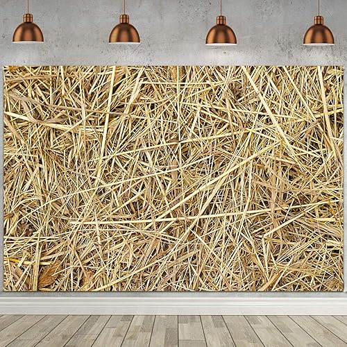 Miniatura 2 de Telón de fondo de paja de cosecha de granja cabina de fotos simple de heno decoración de fiesta de vaquero suministros de fotos de estudio