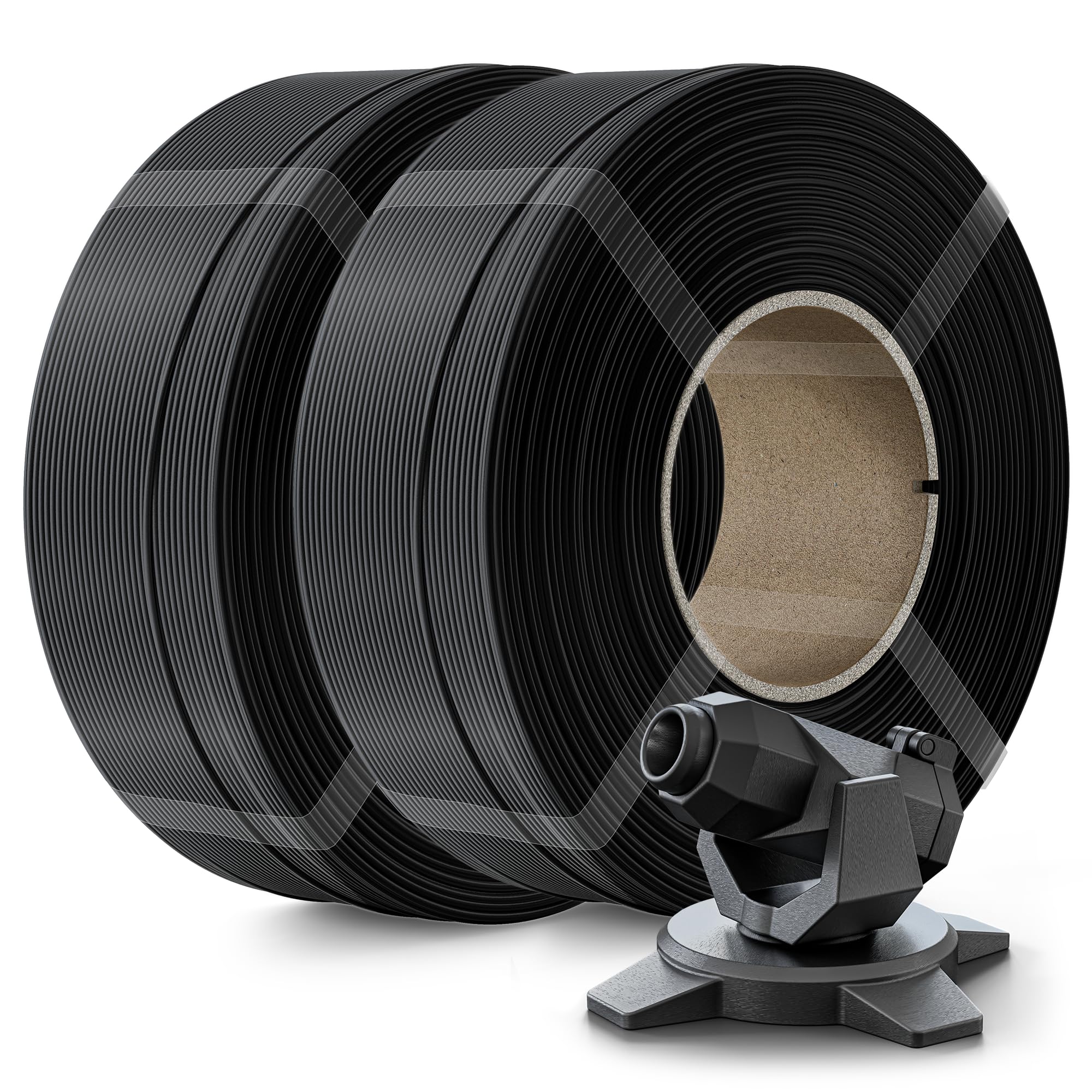 Creality PETG Filament Refill 1.75mm 3D Printer Filament, 2kg (4.4lb) Refilament for Bambu Lab Reusable Spool, Dimensional Accuracy ±0.03mm, Black(2-Pack)
