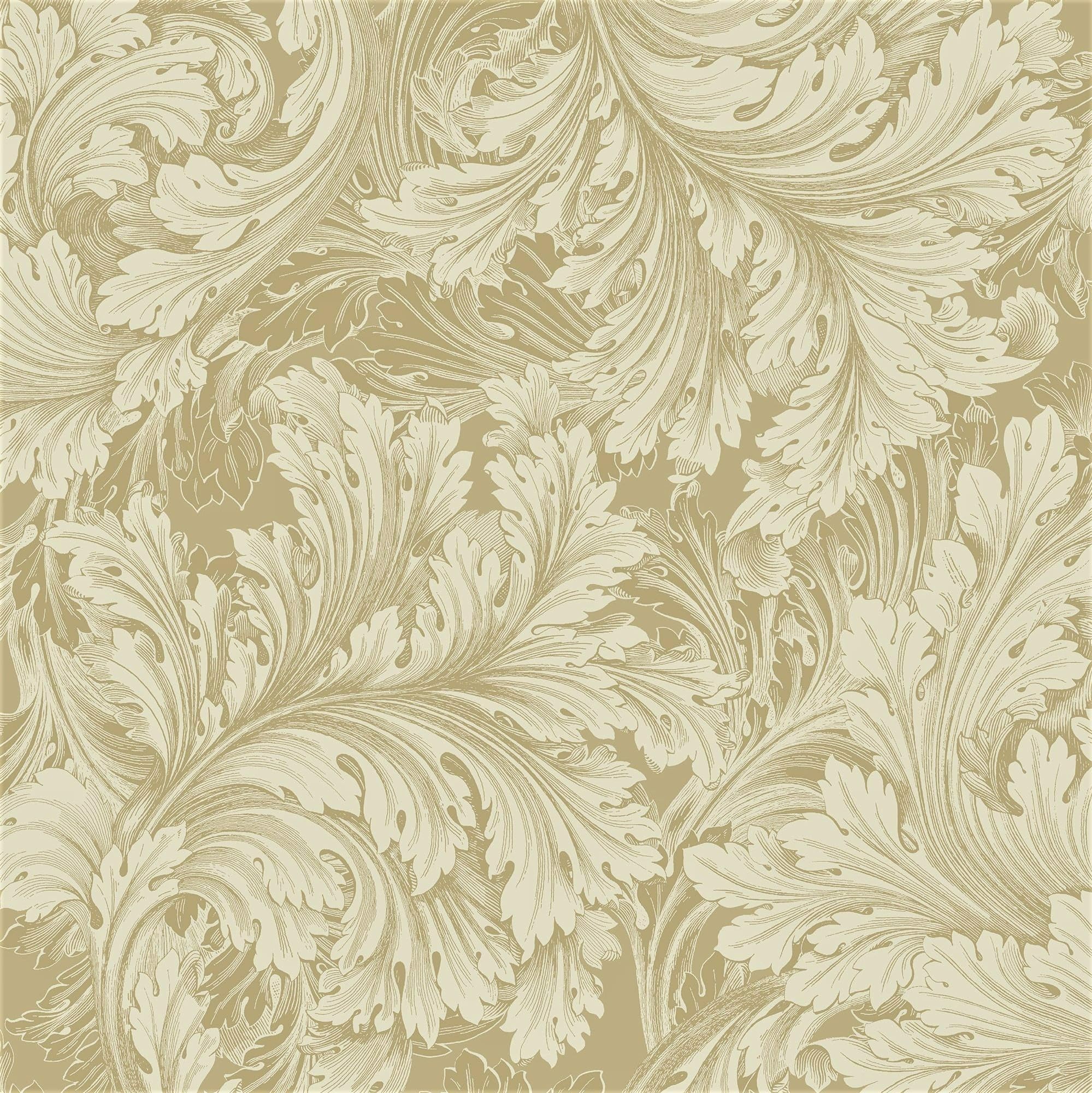 Grandeco Gold Rossetti Acanthus Leaves Scroll Smooth Wallpaper,