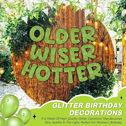 Miniatura 151 de Fulmoon Juego de 3 carteles de cumpleaños con purpurina para mujeres de 30, 40, 50, 60, 70, 80, cumpleaños, regalo (dorado)