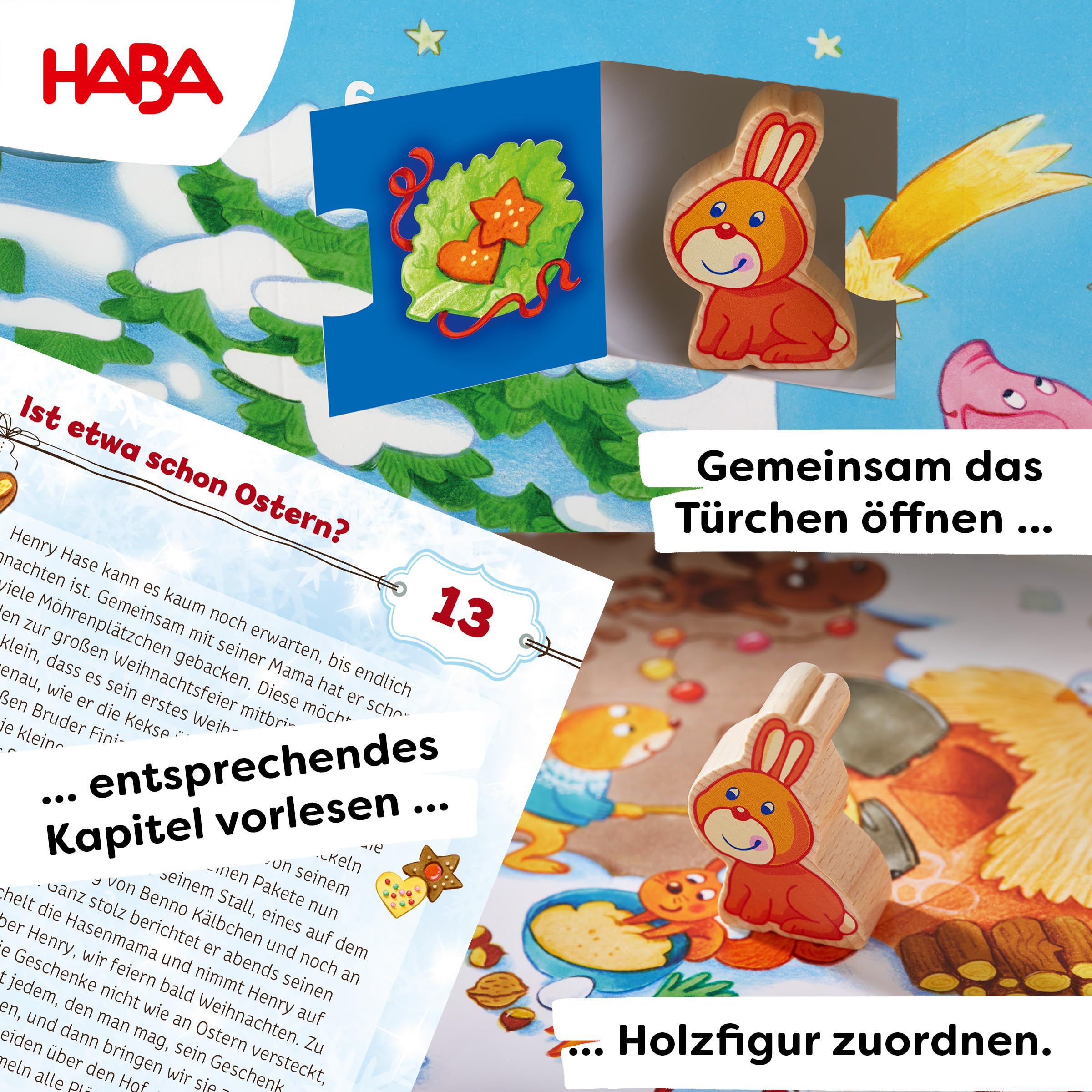 HABA Adventskalender – Weihnachten auf dem Bauernhof – 3D-Spielkulisse mit 24 liebevollen Holzfiguren – Weihnachtskalender für Kinder ab 2 Jahren – 1303156001