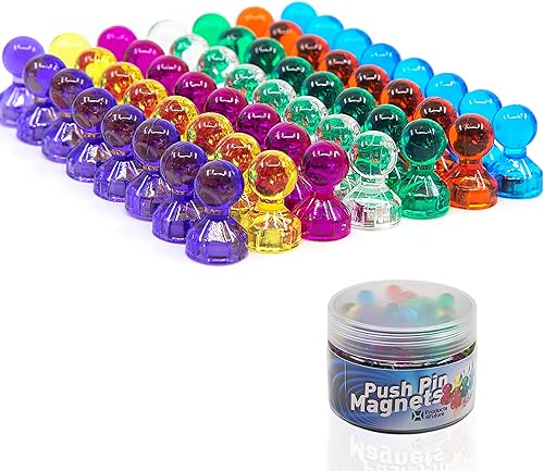 56 imanes coloridos para pizarra blanca, 7 imanes de pasador fuertes de colores surtidos, pasadores magnéticos perfectos para usar como imanes de