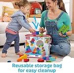 MEGA BLOKS First Builders Toddler Blocks Toys Set, Big Building Bag Collection with 80 Pieces and Storage, Blue, Ages 1+ Years
