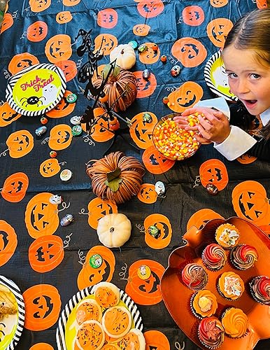 Miniatura 6 de Serafina Home Mantel de vinilo de Halloween vinilo PEVA con mantel de respaldo de franela reutilizable (bruja, 60 x 102 pulgadas)