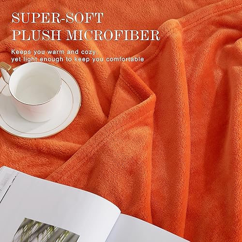 Miniatura 3 de NICETOWN Manta de forro polar naranja para niños, tamaño individual, manta de franela súper suave para la escuela, deporte, apartamento, manta de