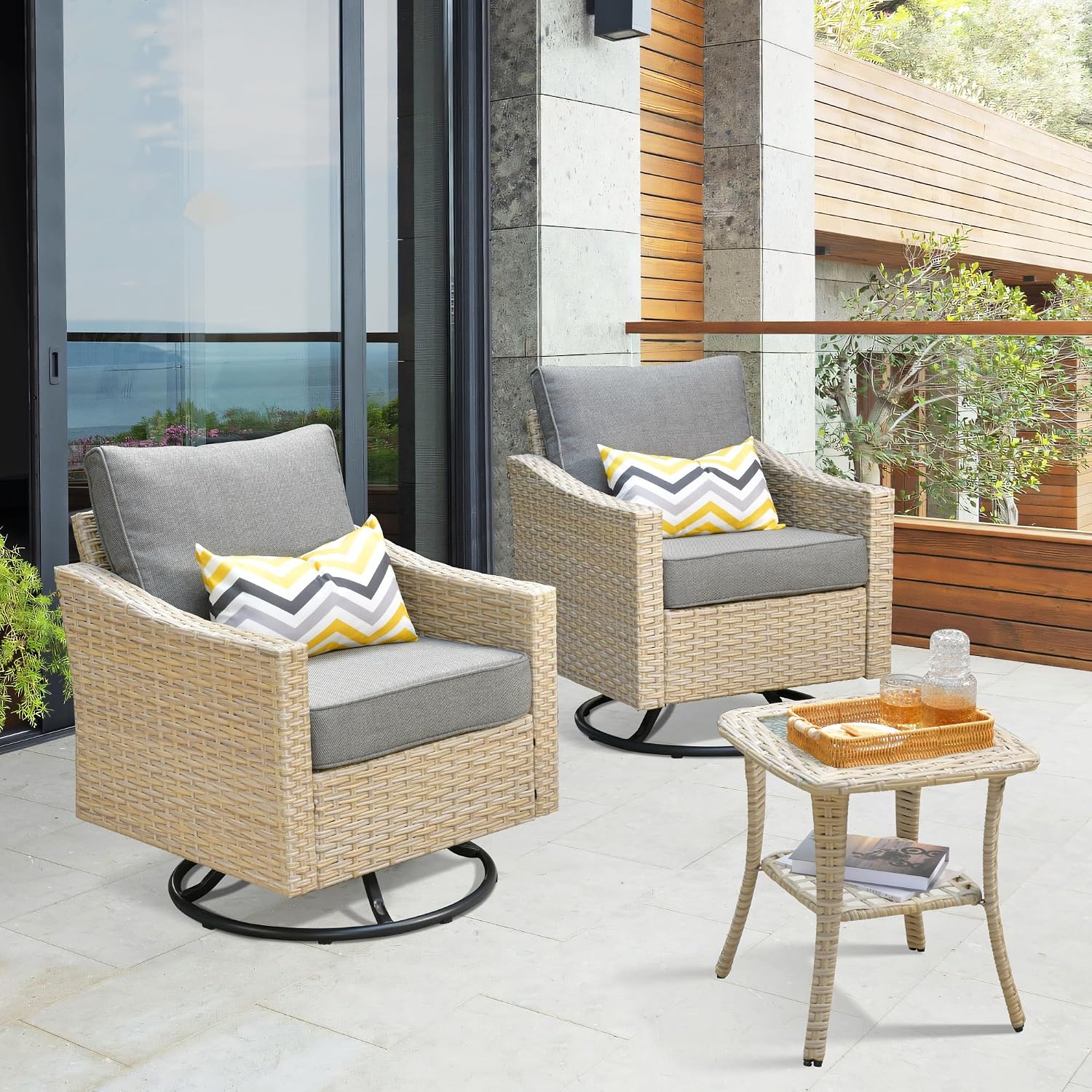 Amazon.com: ALTRIGUS Patio Rocking Chair Set of 2 with Modern Rattan ...