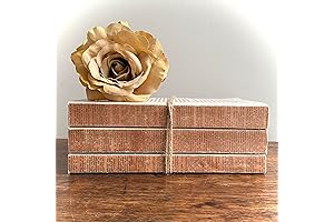 Rustic Decorative Farmhouse Book Stack in Rose Gold Set of 3 for Staging Books Decor