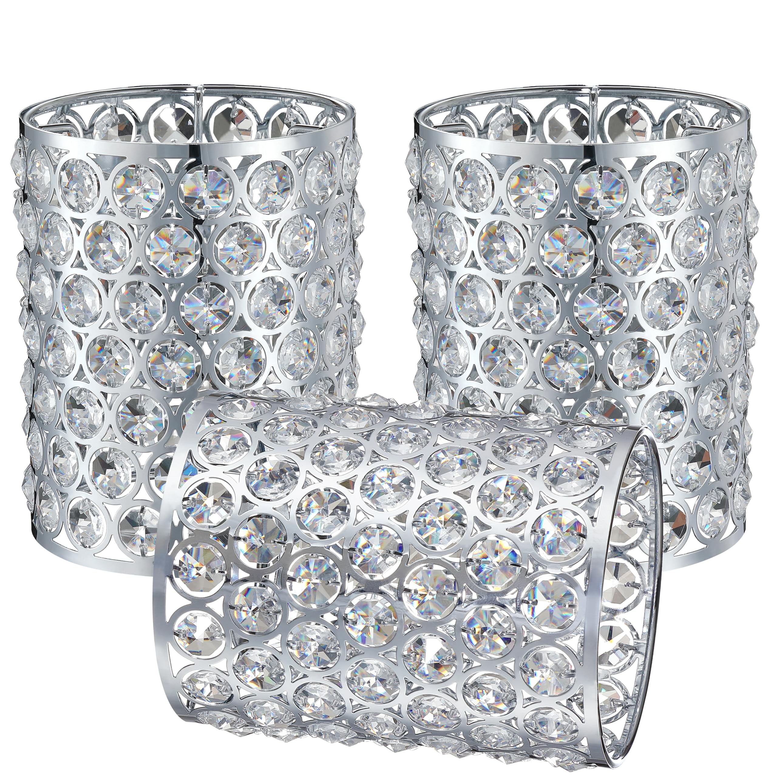 3 Pack Crystal Replacement Covers Metal Shade Pendant Ceiling Chandelier Wall Sconce Lamp Chrome Fixture