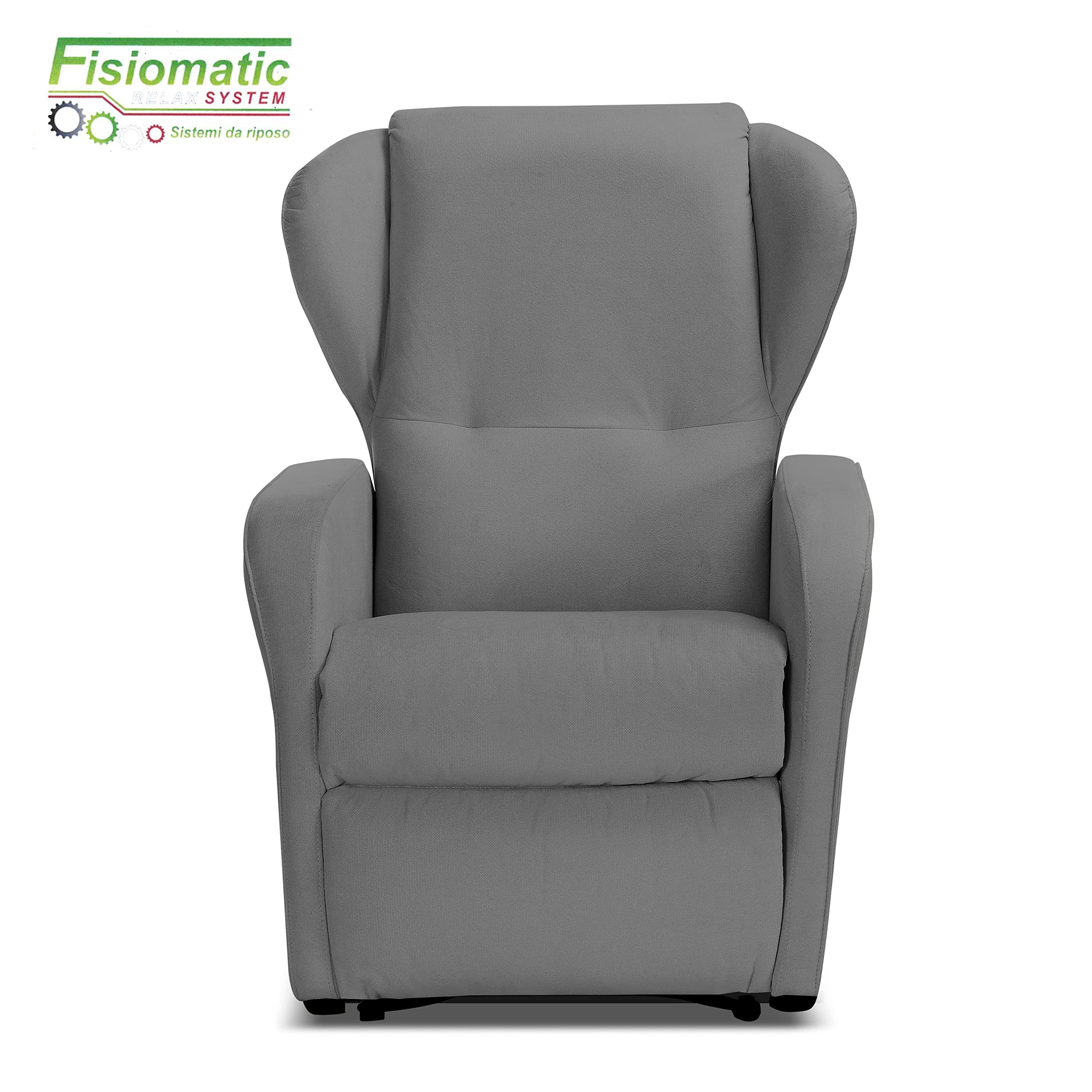 Fisiomatic® - Poltrona elettrica reclinabile - 2 motori indipendenti – Poltrona Anziani Made in Italy – Passaggio porte – Poltrona relax alzapersona – Mod.Noemi (Gray)