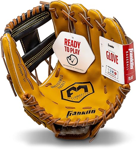 Miniatura 8 de Franklin Sports Field Master Baseball + Softball Glove - Field Master Adult + Youth Baseball + Softball Mitt - Men's + Women's Gloves - Right Hand