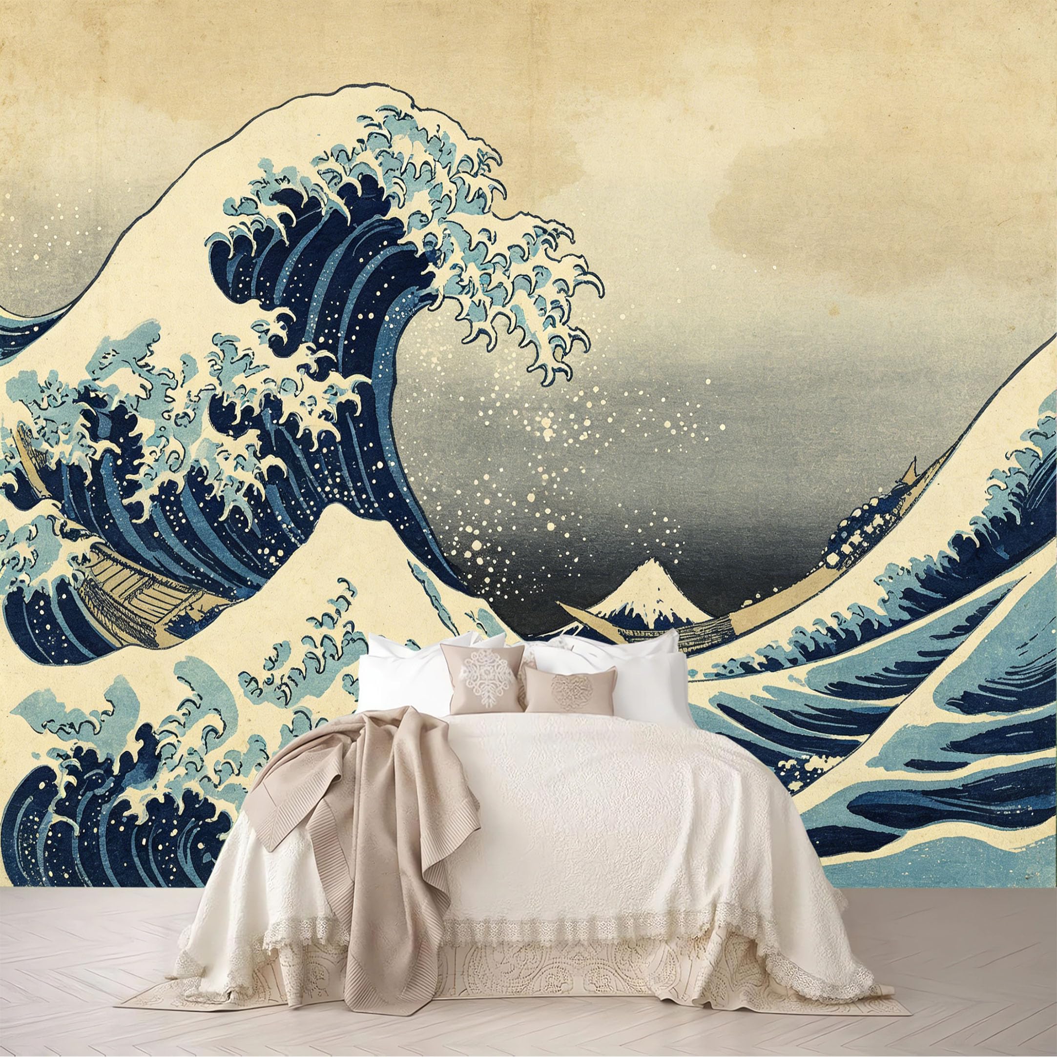Dskjoviality Ab260706114 Custom Size Wall Murals The Great Wave Off Kanagawa Vintage Woodblock Print Removable Self-Adhesive For Bedroom Living Room Dining Room