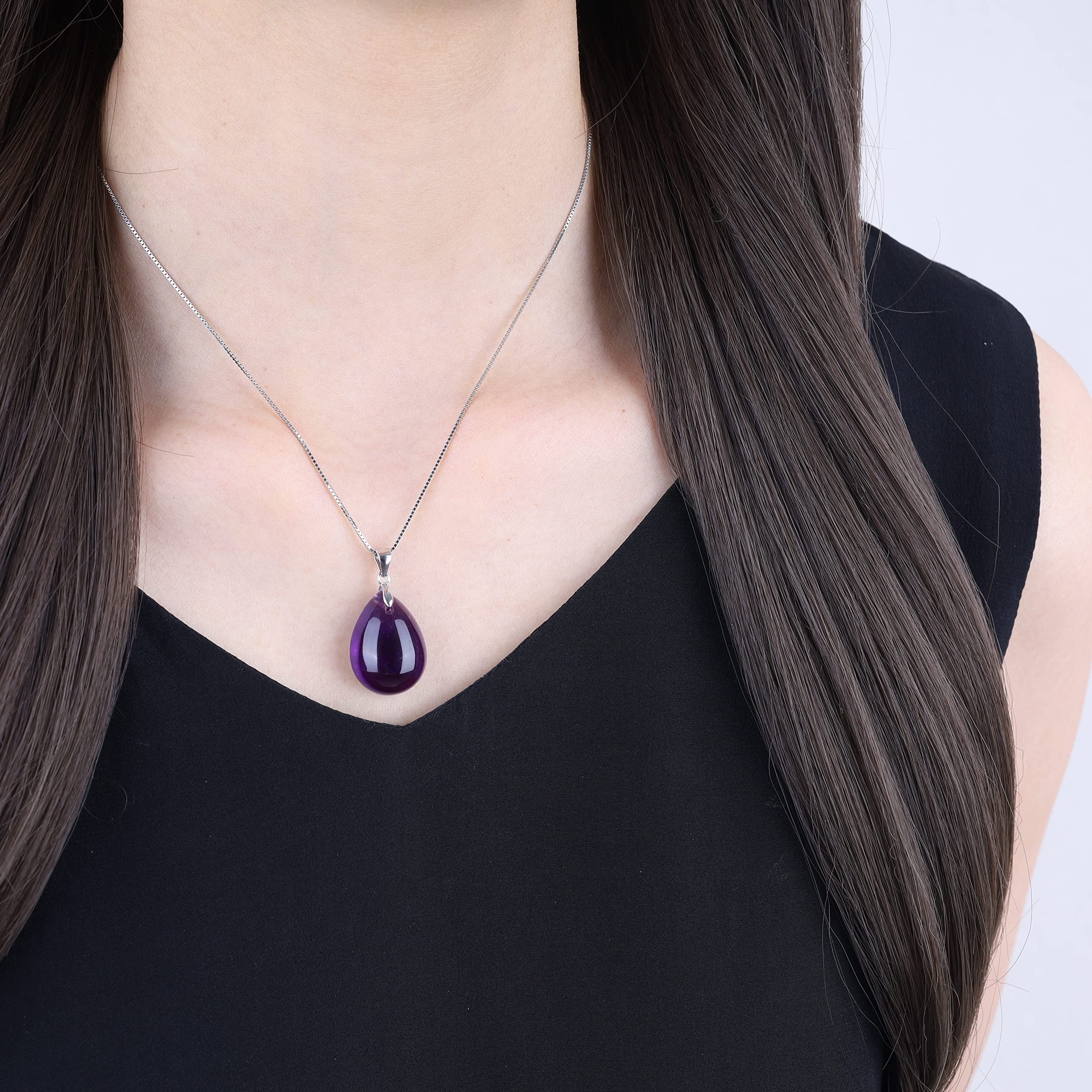 COAI Collar para Mujer de Plata de Ley con Colgante Gota de Agua en Piedras Naturales