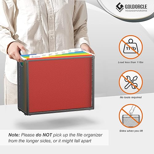 Miniatura 6 de GoldOrcle Paquete de 2 organizadores de archivos colgantes plegables con 14 soportes para archivos colgantes, soporte de archivos de tamaño carta,