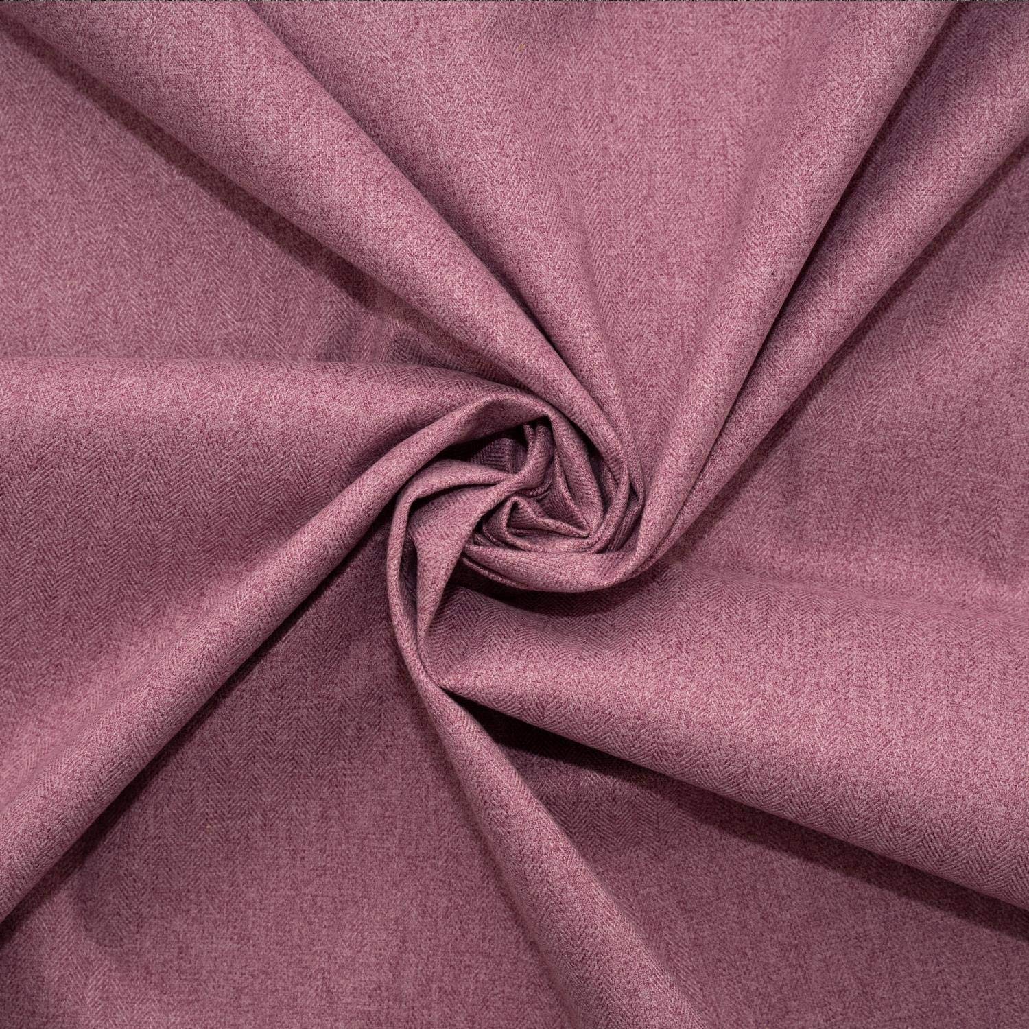 Fuchsia Fire Retardant Rustic Tweed Faux Wool Look Chevron Woven Herringbone Upholstery Fabric - Pink - Sample