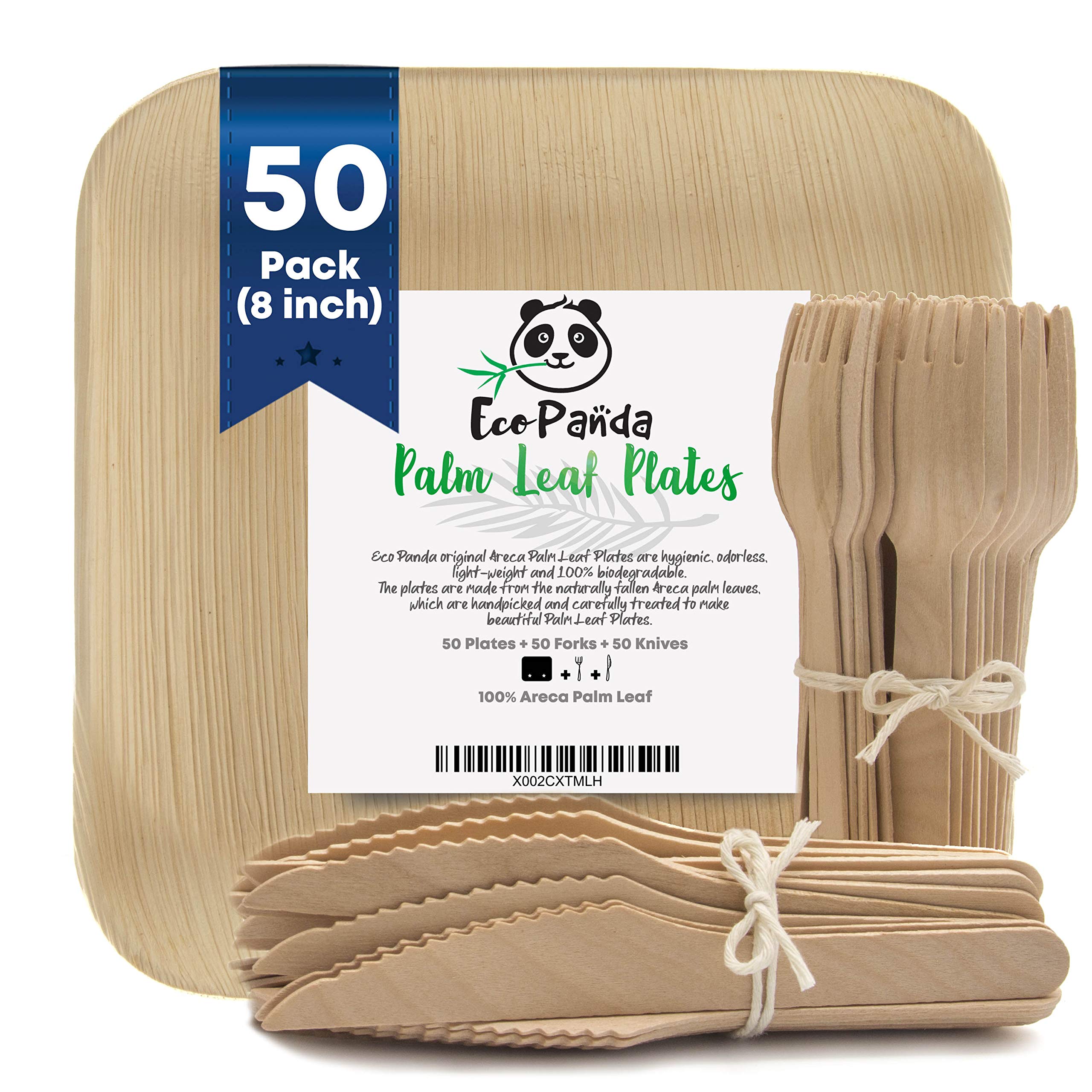 Buy Sturdy Bamboo Disposable Plates 50/50/50 Pack, 100 Compostable