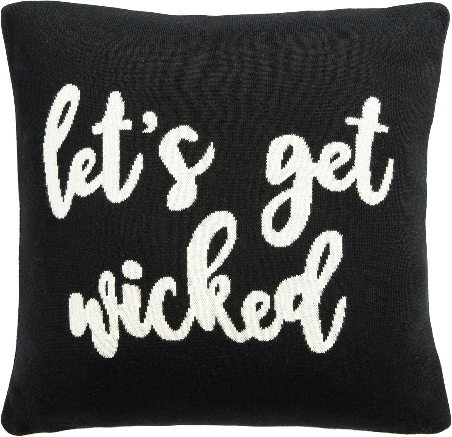 SAFAVIEH Home Collection Let's Get Wicked Black/Natural Cotton 18-inch Square Decorative Accent Throw Pillow with Insert