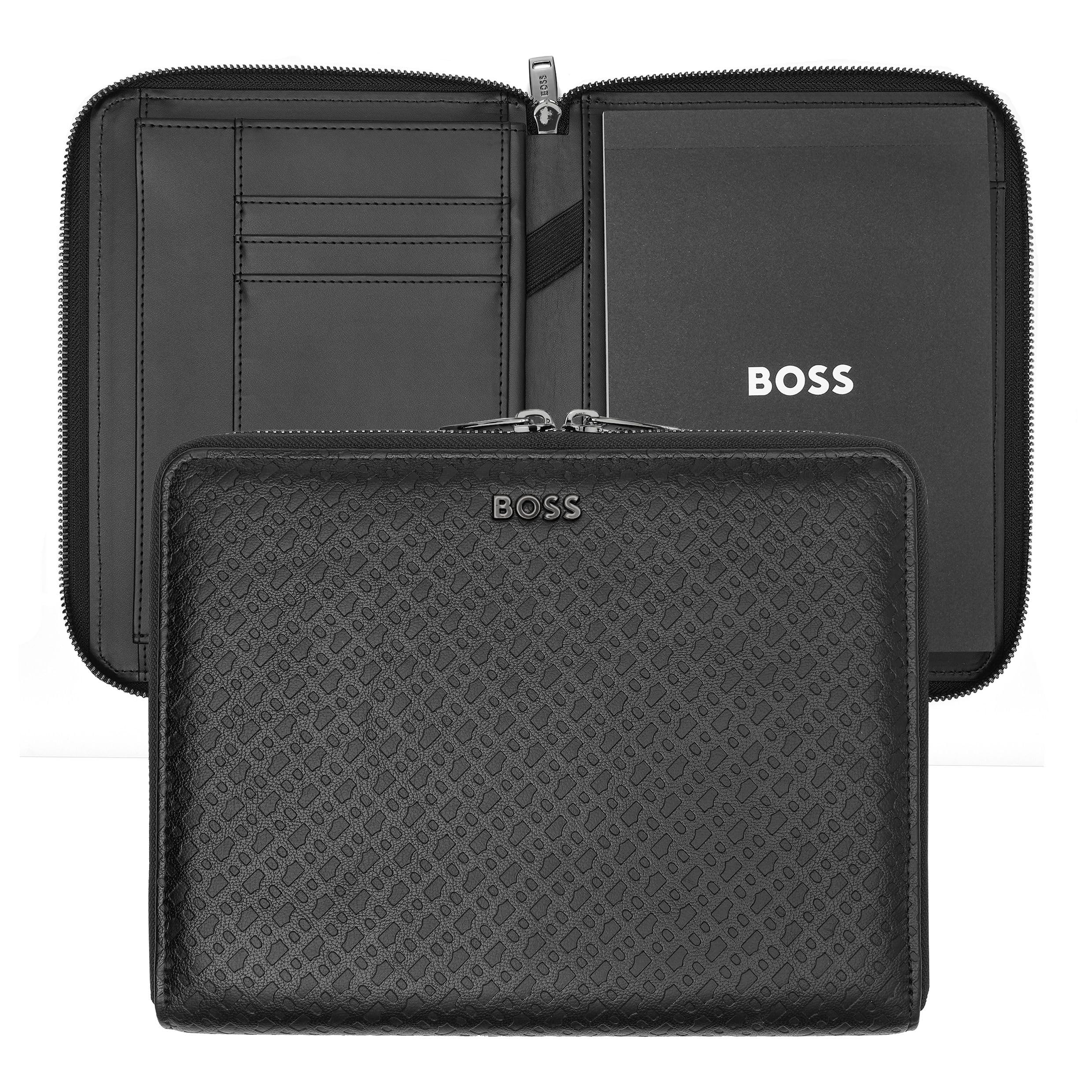 Hugo Boss Cartelletta A5 Pelle Monogram Zip Nero