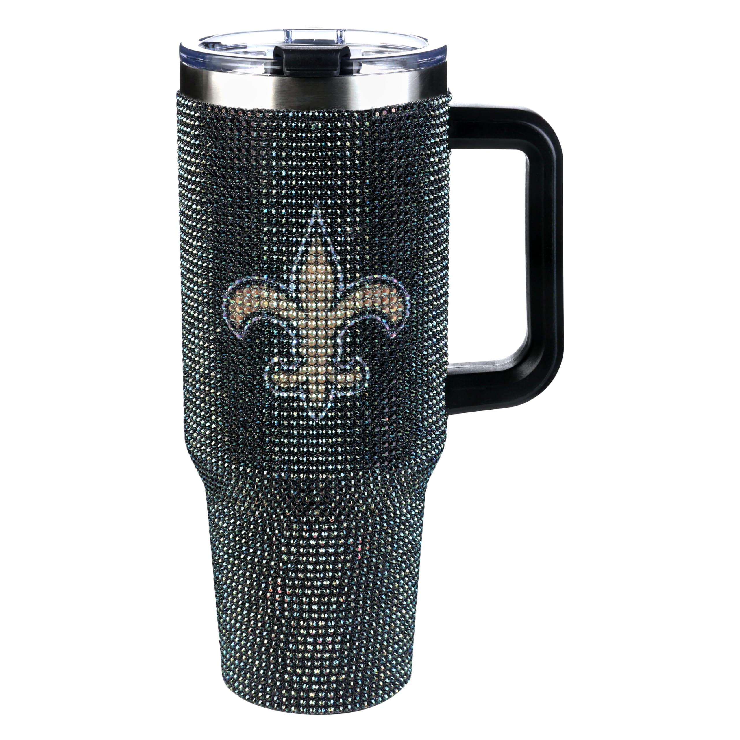 The Memory Company Officially Licensed 40oz TC Bling Game Day Tumbler with Vintage Logo, New Orleans Saints