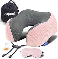 Vista 17 de napfun Almohada cervical para viajar, almohada cervical de viaje mejorada para avión, almohada de viaje de espuma viscoelástica 100% pura