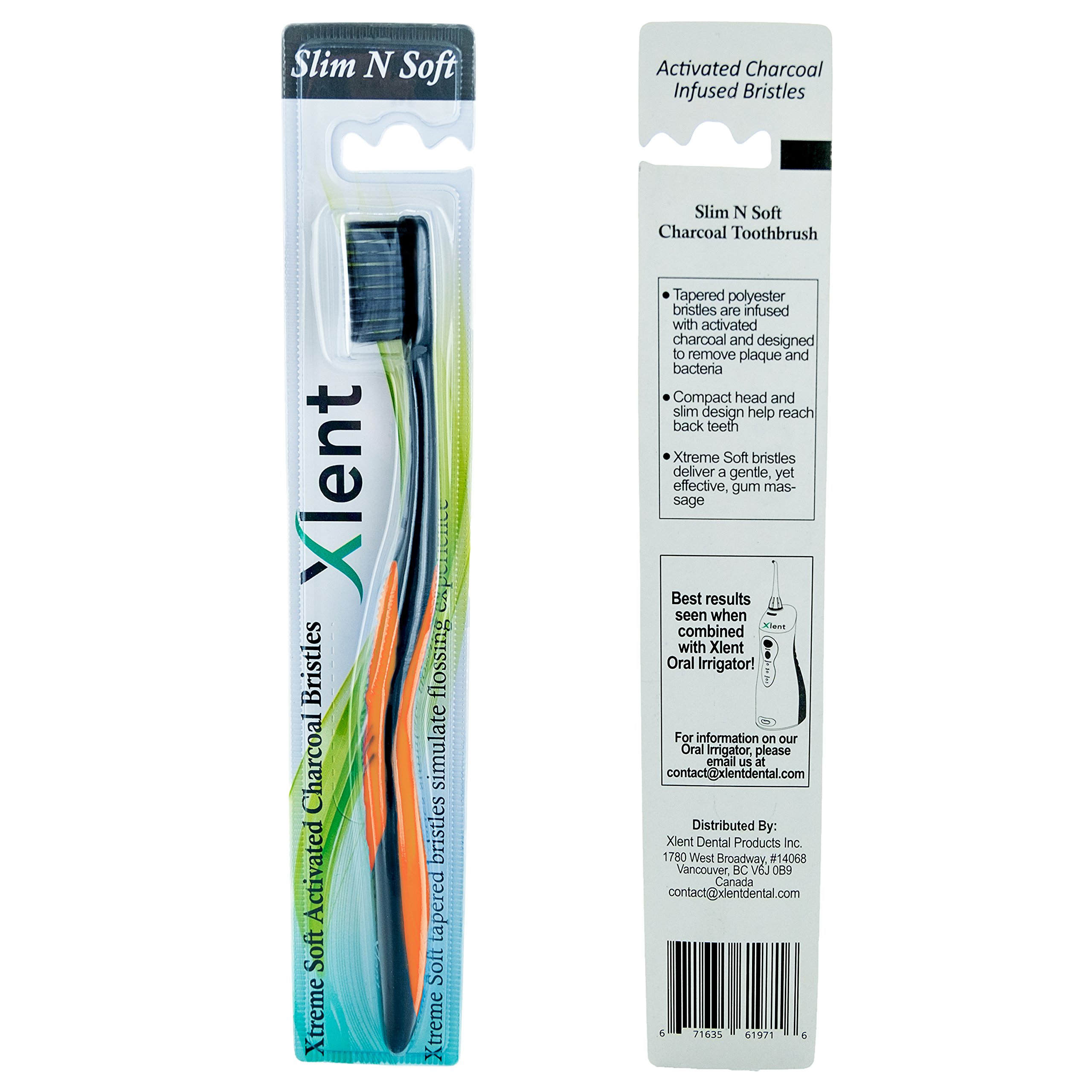 Cepillo de dientes de cerdas de carbón activado, Xtreme (extremo), suave, ultrafino, cerdas cónicas, cabeza compacta y diseño delgado - (8 unidades)