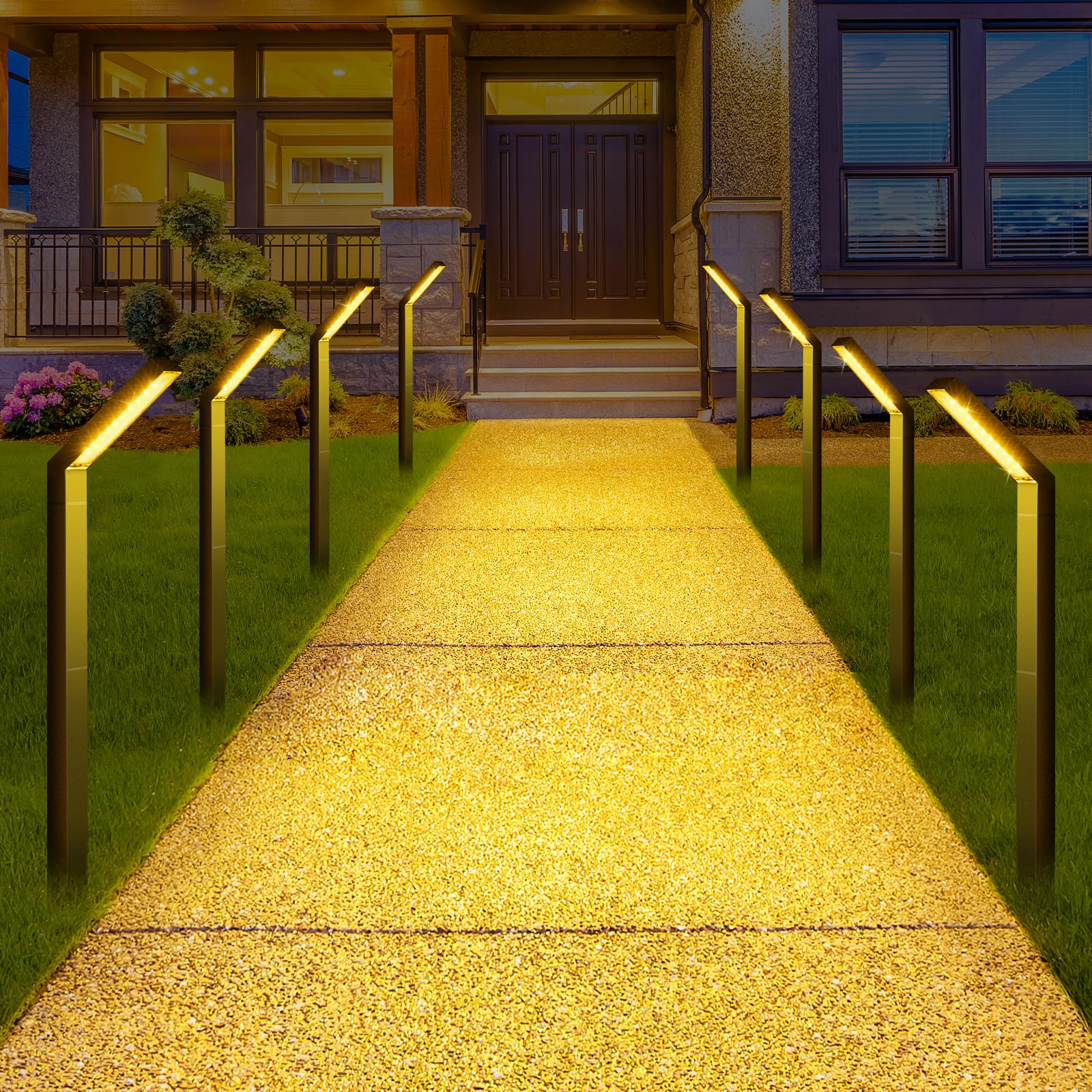 Solar Pathway Lights, 8 Pack Solar Outdoor Garden Light Waterproof Solar Powered with Warm White LED Lights, Landscape Path Lighting for Driveway, Patio, Yard, Backyard, Lawn