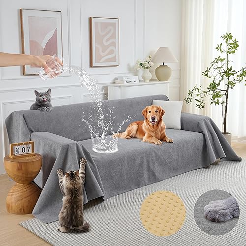 PuTian Funda de sofá 100% impermeable para perros, antiarañazos, lavable, antideslizante, de 2 cojines para silla reclinable seccional en forma de