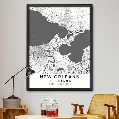 Mapa de Nueva Orleans, Luisiana, Light 2 (8x10)