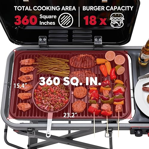 Miniatura 6 de Parrilla de gas propano con carrito plegable y construcción resistente, ruedas grandes todo terreno para un fácil movimiento, parrilla de barbacoa
