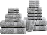 White Bath Towels for Bathroom Set-100% Cotton 6 PC Bathroom Towels, Super Soft Hotel Collection Bath Towels Set - 2 Bath Towel Set, 2 Hand Towel, 2 White Washcloths - White Towels Bathroom Sets