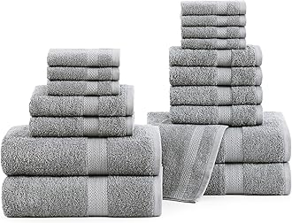 LANE LINEN 100% Ring Spun Cotton Bath Towel Set - 550 GSM 18 PCs - 4 Shower T...